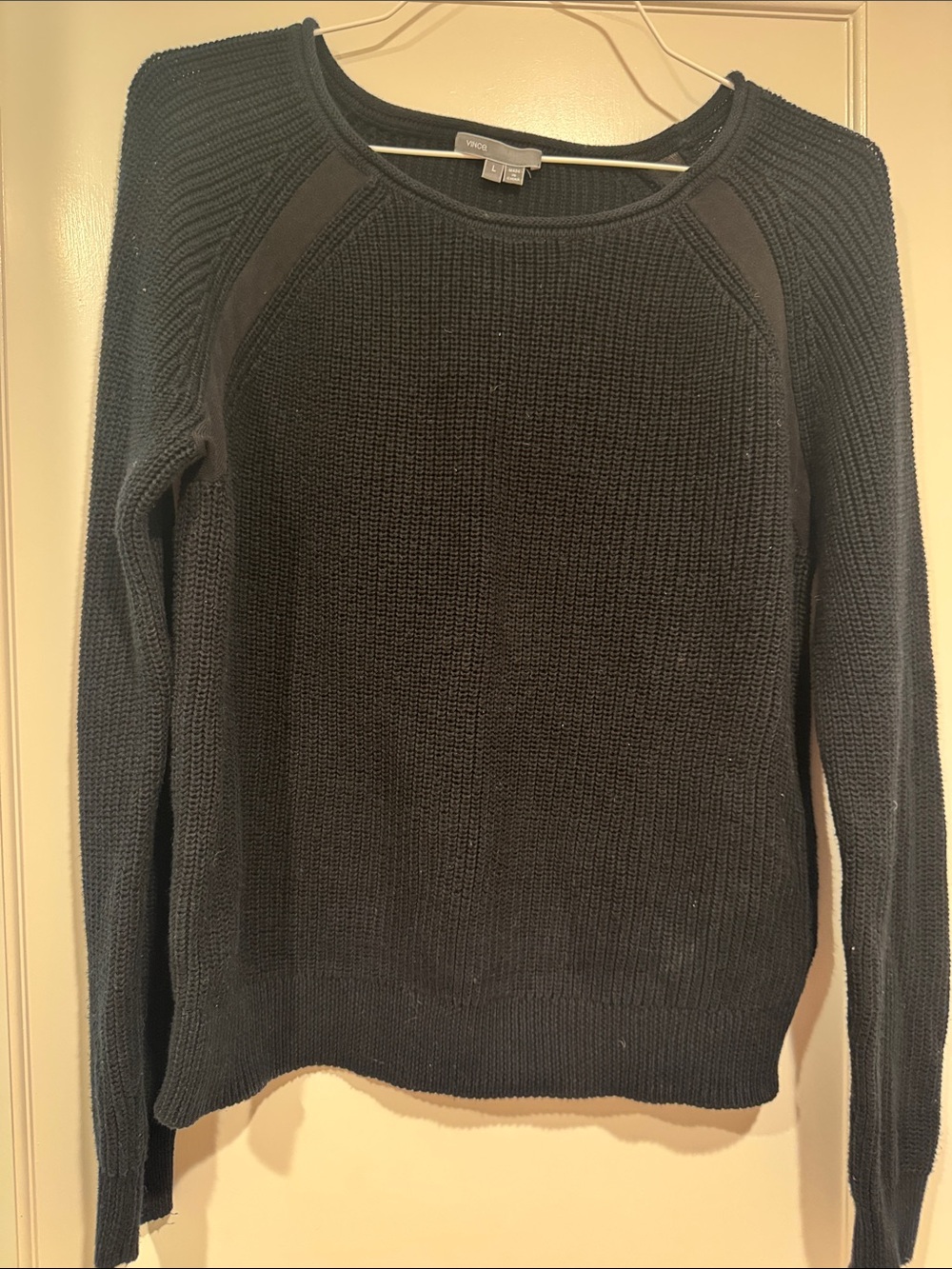 Vince black Crewneck Textured Knit Sweater